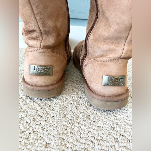 Ugg Australia Alber boots tall full zip brown suede sheepskin winter fall boot 9 - Picture 7 of 15